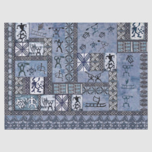 Hawaiian Paddleman Petroglyph Tapa Tissue Paper Seidenpapier