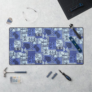 Hawaiian Paddlemen Tapa in Blue Schreibtischunterlage
