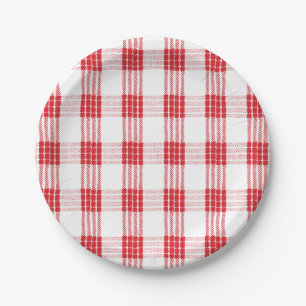 Hawaiian Palaka White & Red Kariert Plate Pappteller
