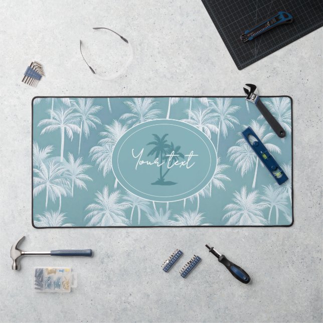 Hawaiian Palm Tree Silhouette Motif Turquoise ID10 (Poste de travail)
