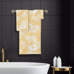 Hawaiian Palm Tree Silhouette Muster Gold ID1093 Badhandtuch Set