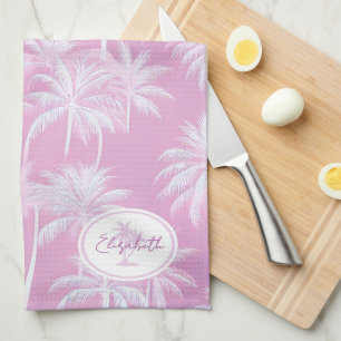 Hawaiian Palm Tree Silhouette Muster Plum ID1093 Geschirrtuch