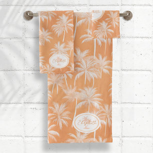 Hawaiian Palm Tree Silhouette Muster Tacao ID1093 Badhandtuch Set