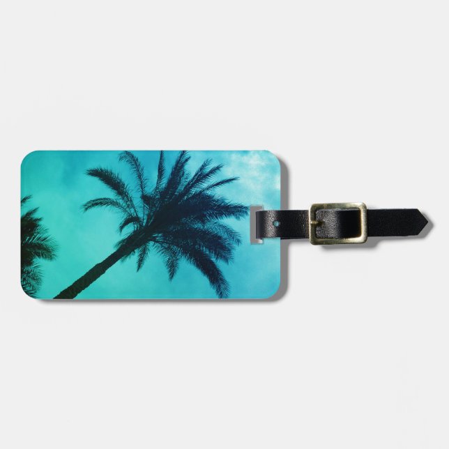 Hawaiian Palm Tree Travel Tag Gepäckanhänger (Vorderseite horizontal)