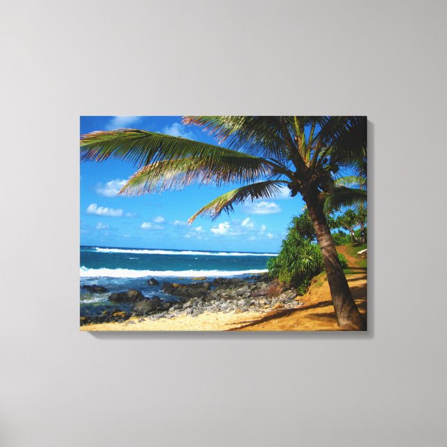Hawaiian Palm Tree Wrapped Canvas Leinwanddruck (Vorderseite)
