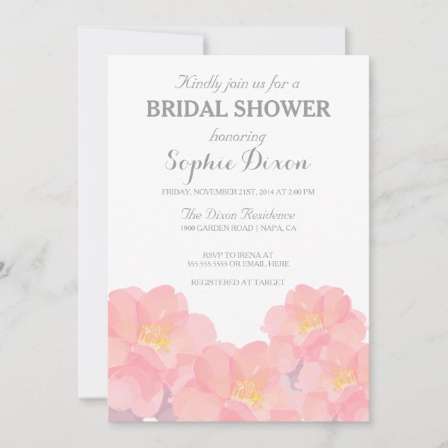 Hawaiian Pink Floral Bridal Dusche Einladung (Vorderseite)