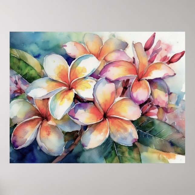 Hawaiian Pink Plumeria Tree Poster (Vorne)