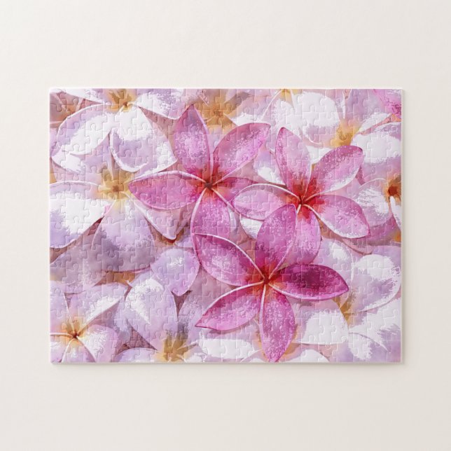 Hawaiian Plumeria Blume Wasserfarben Malerei (Horizontal)