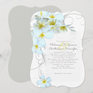 Hawaiian Plumeria White Wedding Einladung