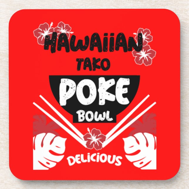 Hawaiian Poke Bowl Tako Poke Getränkeuntersetzer (Vorderseite)
