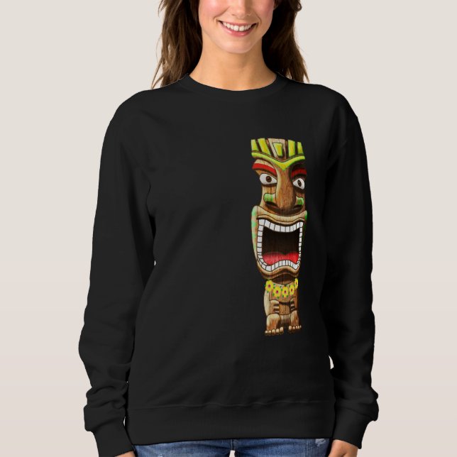 Hawaiian Polynesian Tiki Statue Sweatshirt (Vorderseite)