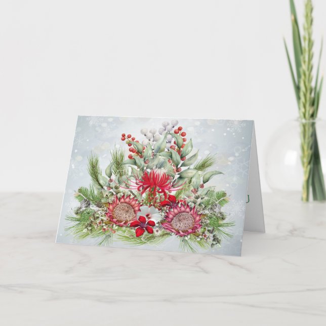 Hawaiian Protea Weihnachtsgrüßkarte Feiertagskarte (Vorderseite)