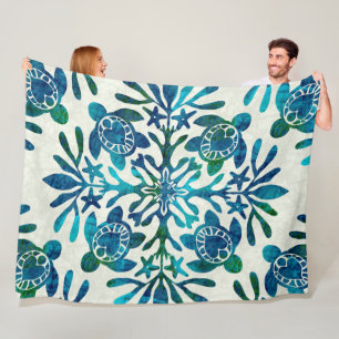 Hawaiian Quilt Honu (Meeresschildkröte) Fleecedecke