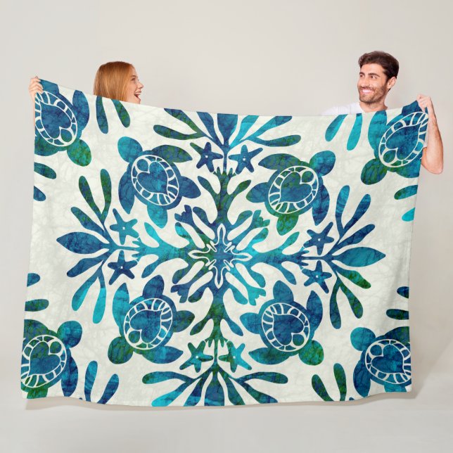 Hawaiian Quilt Honu (Meeresschildkröte) Fleecedecke (Beispiel)