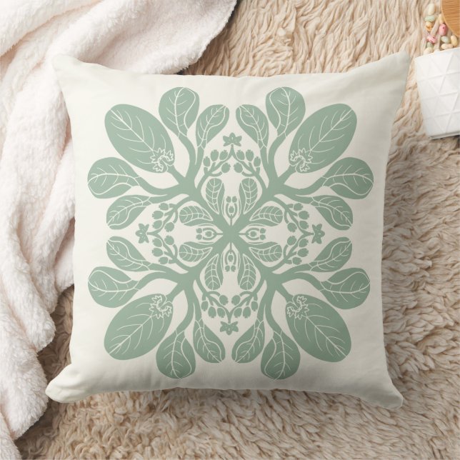 Hawaiian Quilt Naupaka Design SAGE Kissen (Decke)