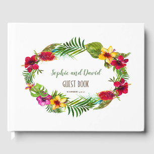 Hawaiian Radiant Tropical Floral Wreath Wedding Gästebuch