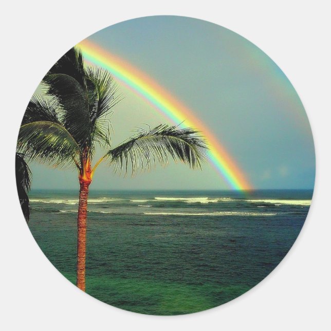 Hawaiian Rainbow Runder Aufkleber (Vorderseite)