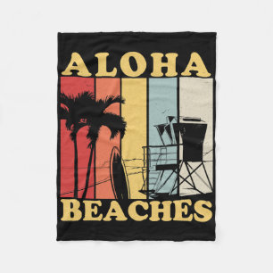 Hawaiian Retro 80er Jahre Stil Aloha Strände Surf  Fleecedecke