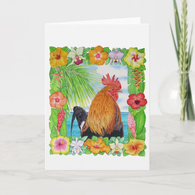 Hawaiian Rooster Karte (Vorderseite)