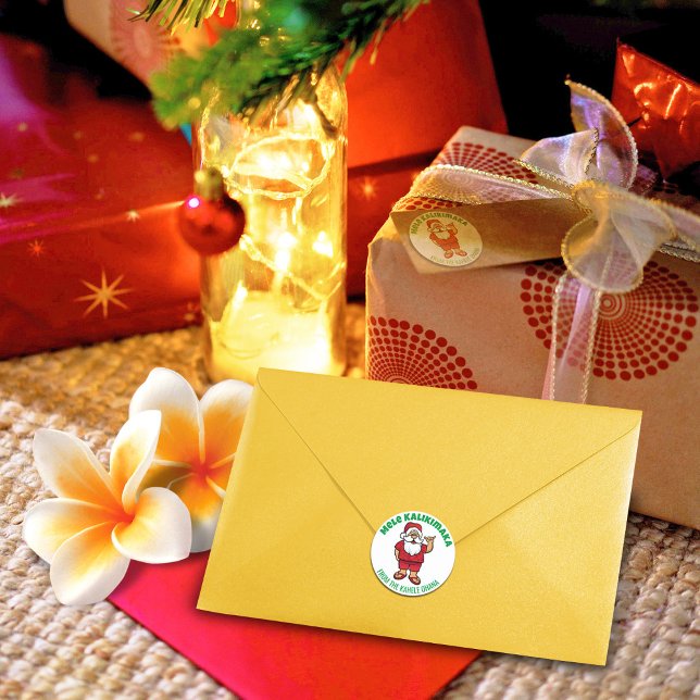 Hawaiian Santa Red Runder Aufkleber (Von Creator hochgeladen)