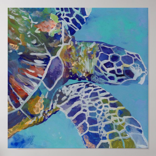 Hawaiian Sea Turtle Honu Art Poster (Vorne)