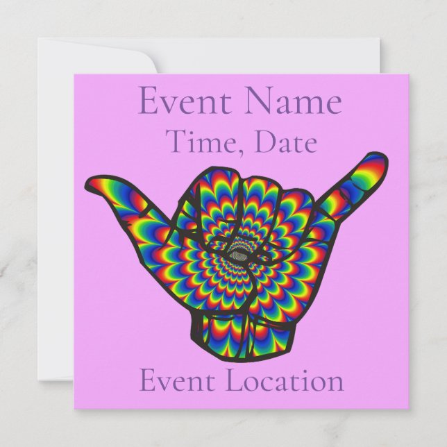 Hawaiian Shaka Psychedelic Thunder_Cove Einladung (Vorderseite)