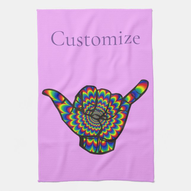 Hawaiian Shaka Psychedelic Thunder_Cove Geschirrtuch (Vertikal)