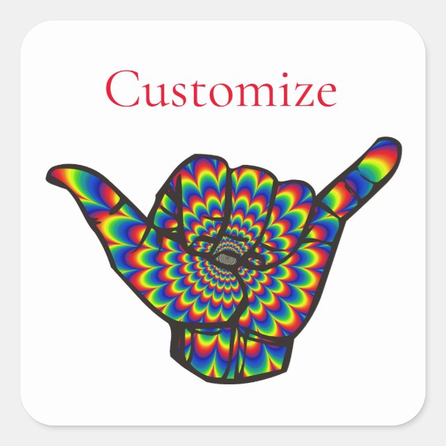Hawaiian Shaka Psychedelic Thunder_Cove Quadratischer Aufkleber (Vorderseite)