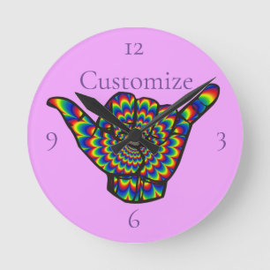 Hawaiian Shaka Psychedelic Thunder_Cove Runde Wanduhr