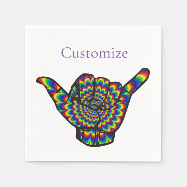 Hawaiian Shaka Psychedelic Thunder_Cove Serviette (Vorderseite)