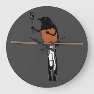 Hawaiian Shama Bird Selfie  Große Wanduhr
