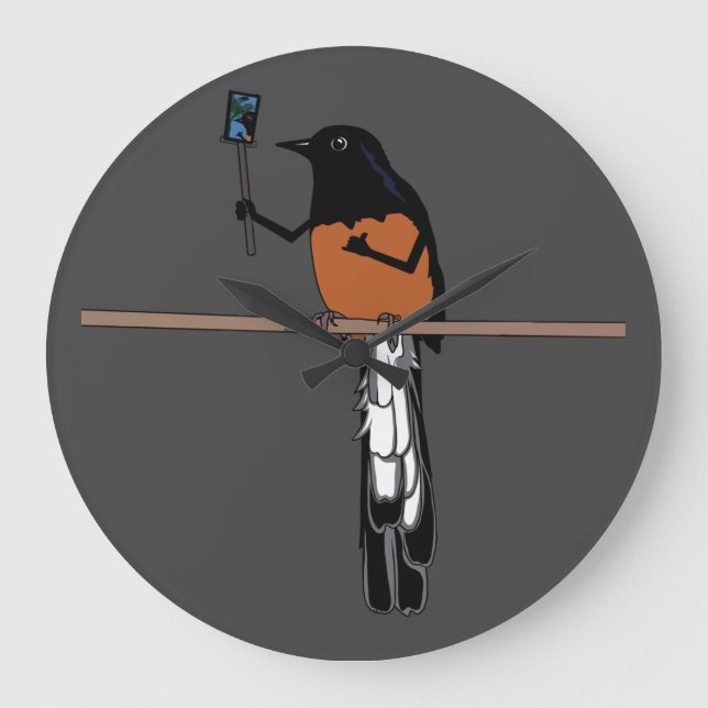Hawaiian Shama Bird Selfie  Große Wanduhr (Vorderseite)