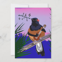 Hawaiian Shama Bird spielt Ukulele Feiertagskarte