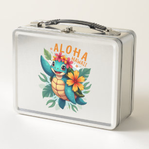 Hawaiian-Shirt Aloha Hawaii Meeresschildkröte Mädc Metall Brotdose