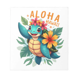 Hawaiian-Shirt Aloha Hawaii Meeresschildkröte Mädc Notizblock
