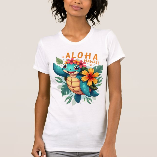 Hawaiian-Shirt Aloha Hawaii Sea Turtle Girl Women  T-Shirt (Vorderseite)