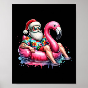 Hawaiian-Shirt-Santa-Flamingo-Schwimmhilfe-Weihnac Poster