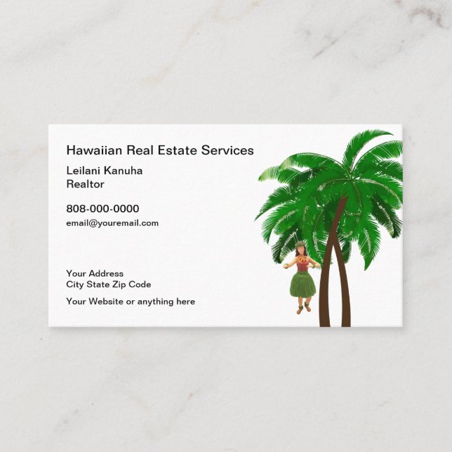 Hawaiian Style Real Anwesen Theme Visitenkarte (Vorderseite)