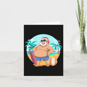 Hawaiian Summer Funny Santa Claus Tropical Christm Karte