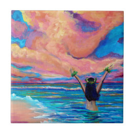 Hawaiian Sunrise Aloha Kakahiaka Keramik Tile Fliese