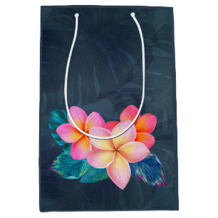 Hawaiian Sunrise Plumeria Tall Gift Bag Mittlere Geschenktüte