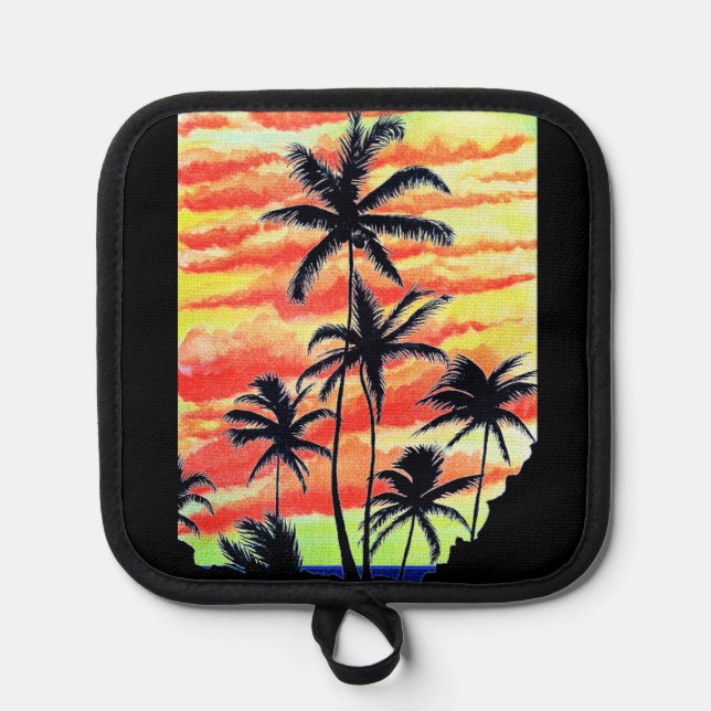 Hawaiian Sunset Coco Palms Topflappen (Vorderseite)