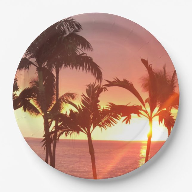 Hawaiian Sunset Foto-Papierplatte Pappteller (Vorderseite)