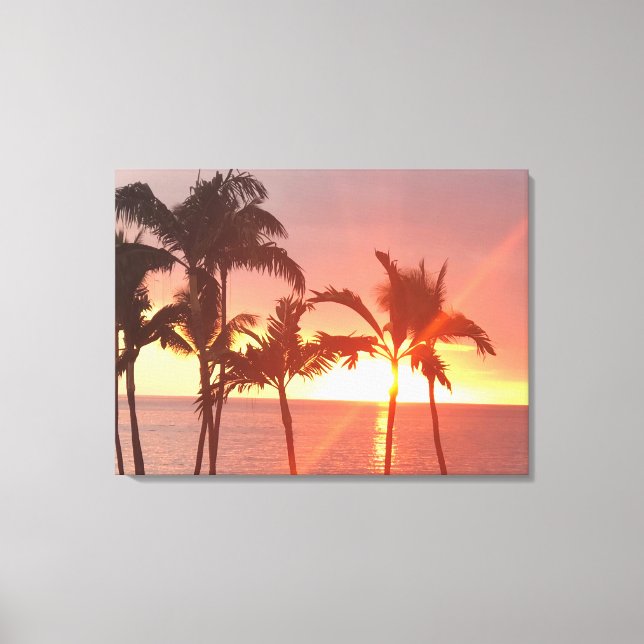 Hawaiian Sunset Foto Stretched Canvas Print Leinwanddruck (Vorderseite)