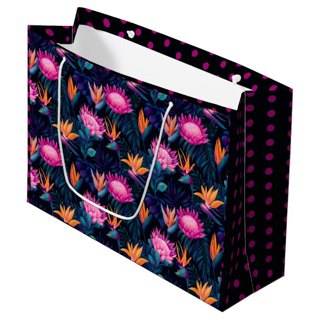 Hawaiian Sunset Glow: Protea Gift Bag Große Geschenktüte (Vorderseite Schrägansicht)