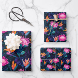 Hawaiian Sunset Glow: Protea Wrapping Paper Geschenkpapier Set