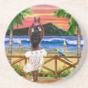 HAWAIIAN SUNSET HULA DANCER GETRÄNKEUNTERSETZER