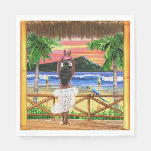 Hawaiian Sunset Hula Dancer Serviette