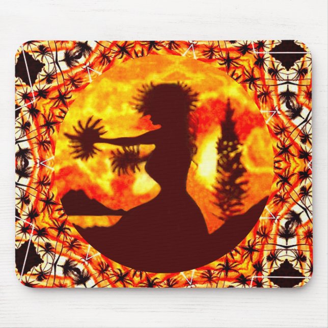 Hawaiian Sunset Hula Palms Mousepad (Vorne)