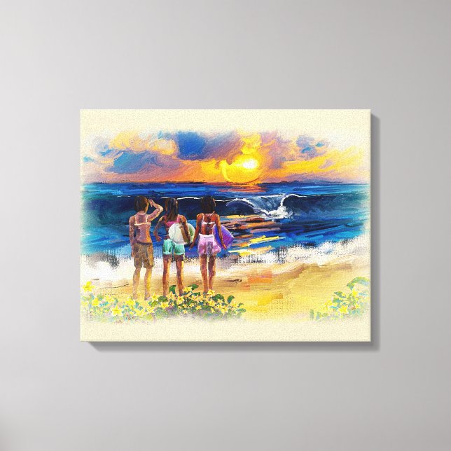 Hawaiian Surf Girls Leinwanddruck (Vorderseite)